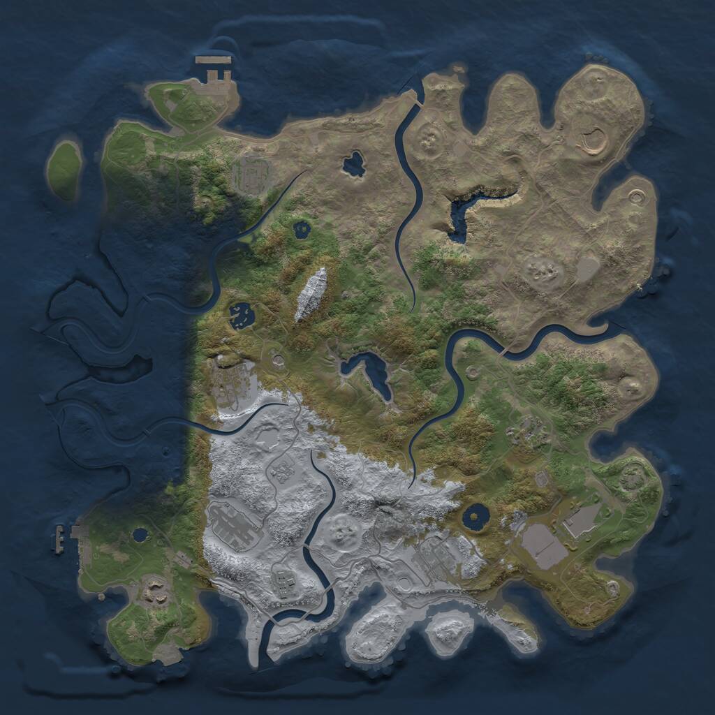 Rust Map: Procedural Map, Size: 4030, Seed: 4444, 16 Monuments