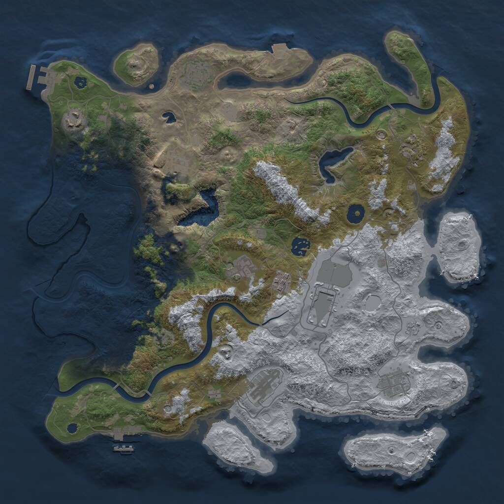 Rust Map: Procedural Map, Size: 4000, Seed: 441195550, 16 Monuments