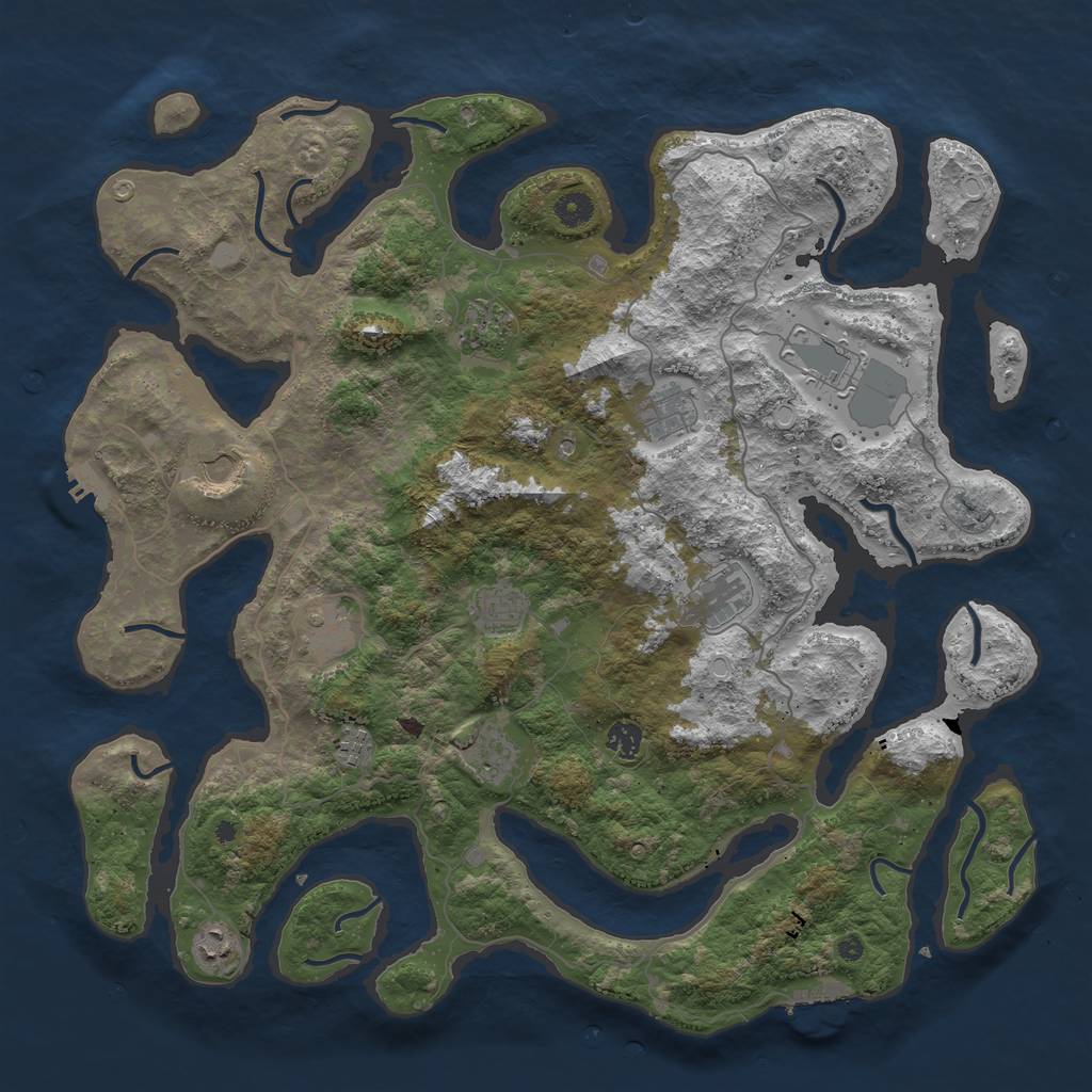 Rust Map: Procedural Map, Size: 4500, Seed: 1953122949, 19 Monuments
