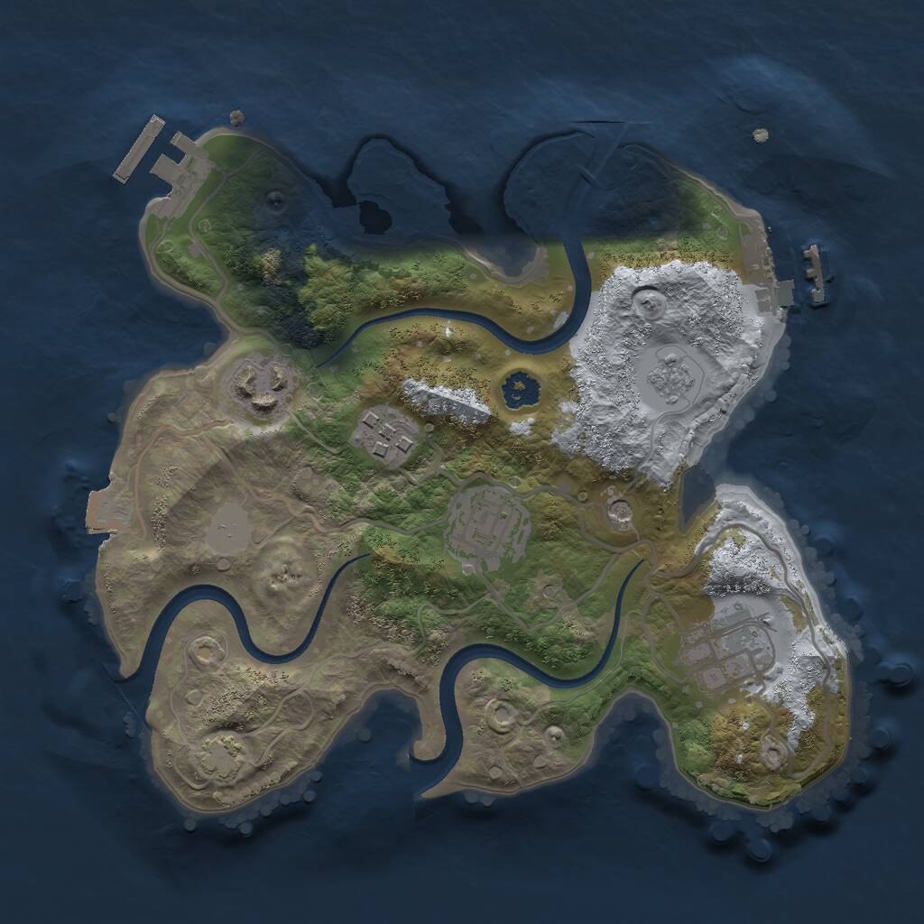 Rust Map: Procedural Map, Size: 2500, Seed: 1284790958, 10 Monuments