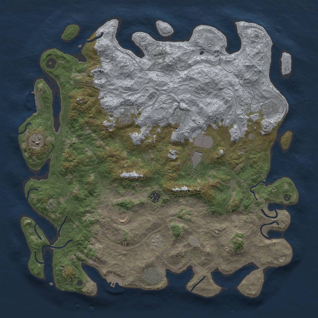Rust Map: Procedural Map, Size: 4500, Seed: 25451, 16 Monuments