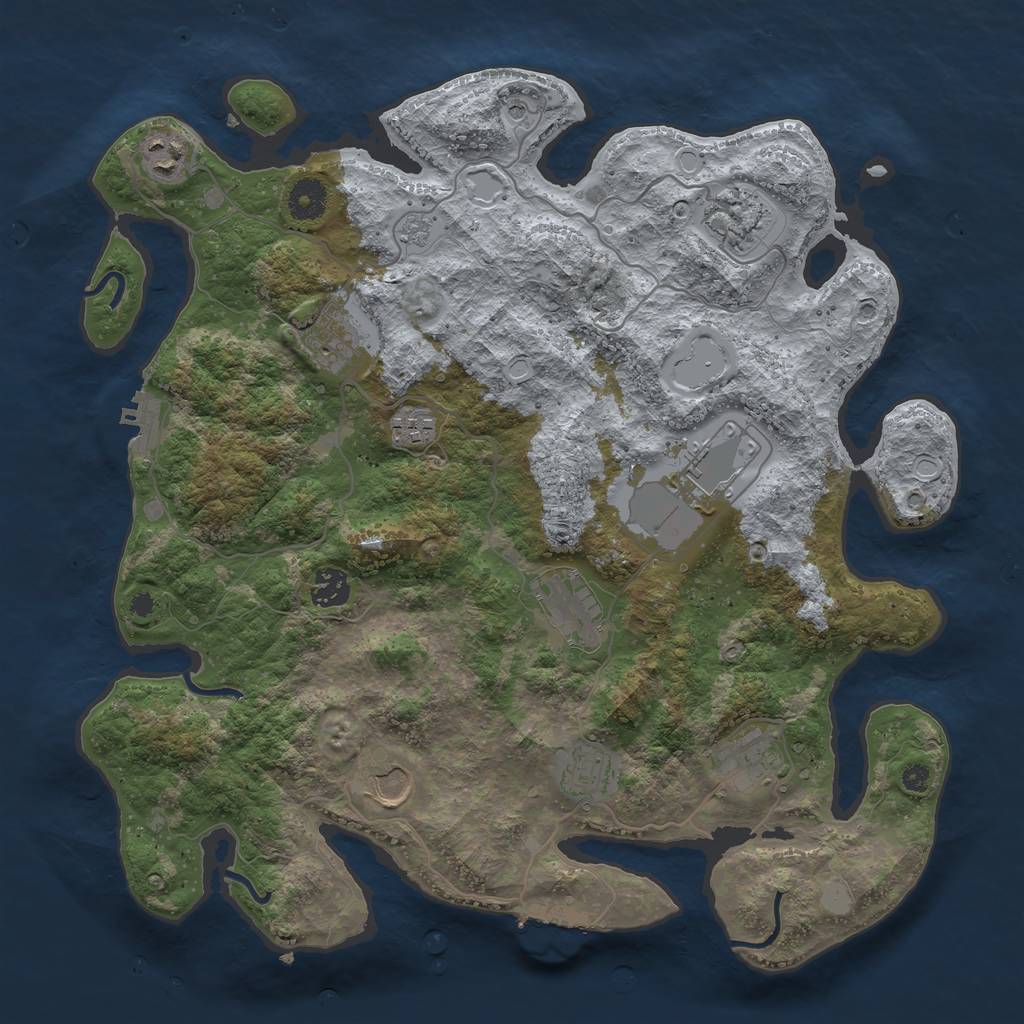 Rust Map: Procedural Map, Size: 3800, Seed: 13829, 17 Monuments