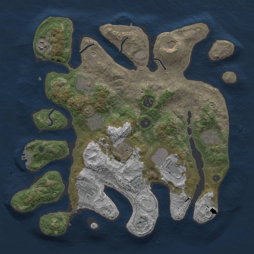 Rust Map: Procedural Map, Size: 3750, Seed: 2147189299, 18 Monuments