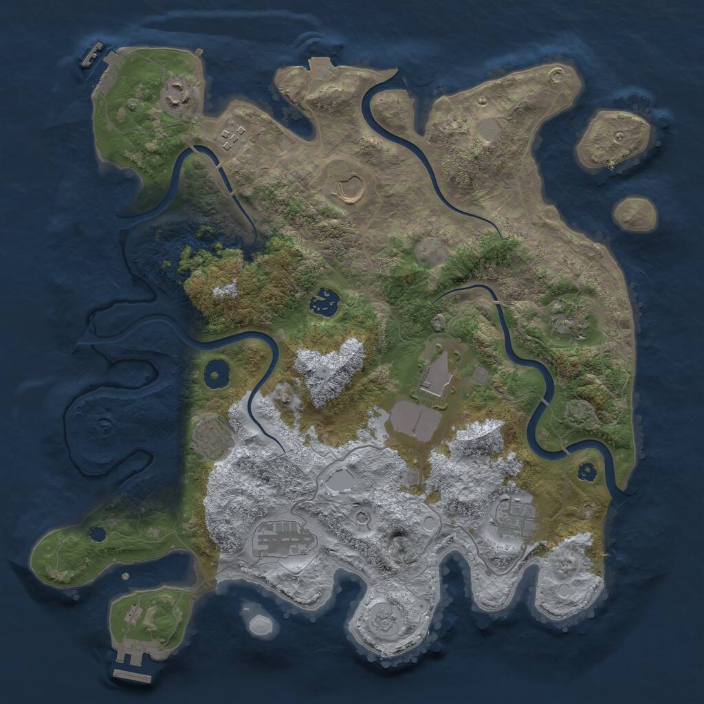 Rust Map: Procedural Map, Size: 3750, Seed: 2147189299, 15 Monuments