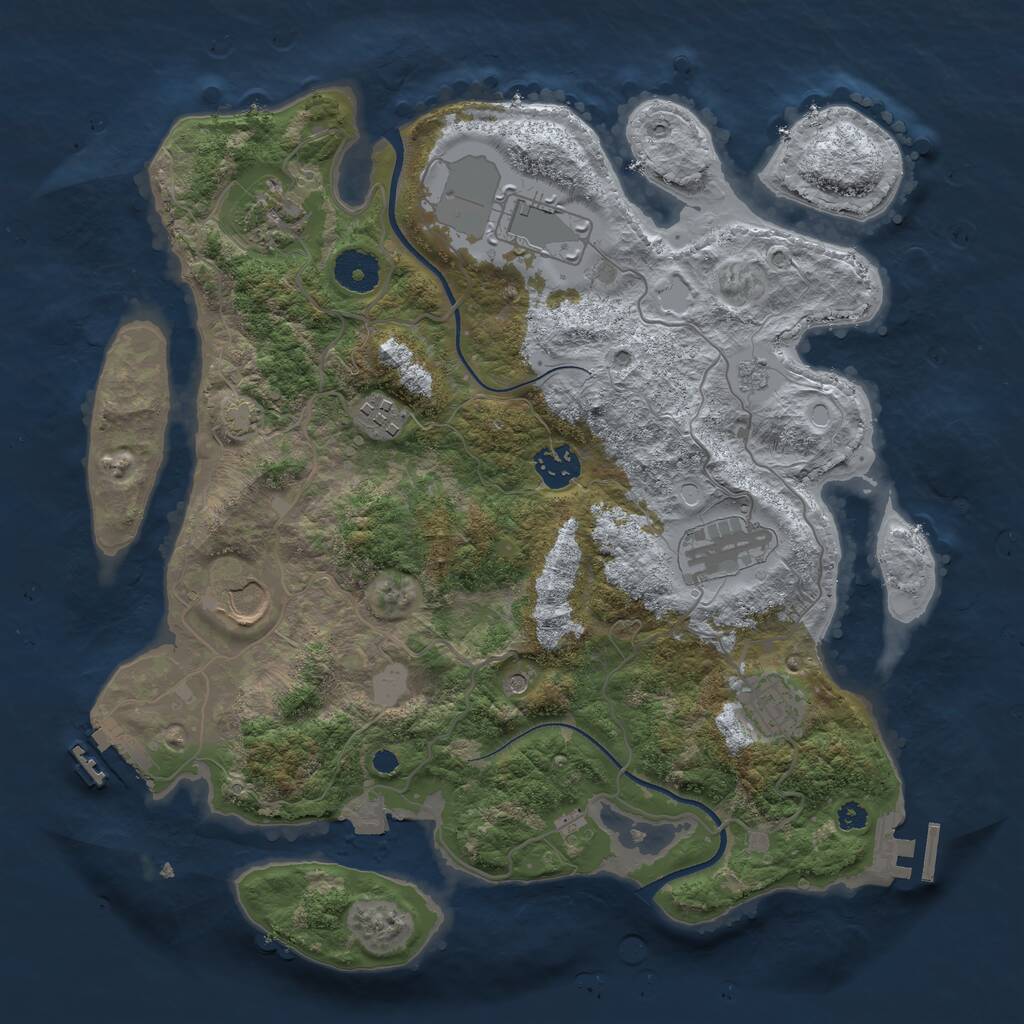 Rust Map: Procedural Map, Size: 3500, Seed: 442848245, 13 Monuments
