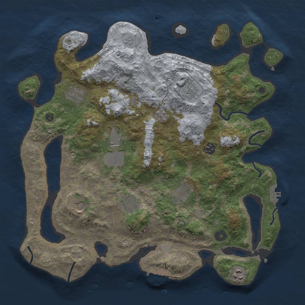Rust Map: Procedural Map, Size: 3850, Seed: 1003679690, 17 Monuments