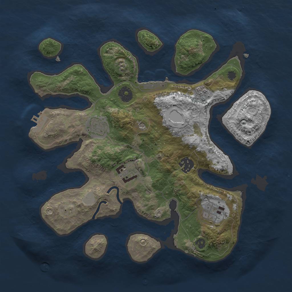 Rust Map: Procedural Map, Size: 3000, Seed: 425025, 13 Monuments