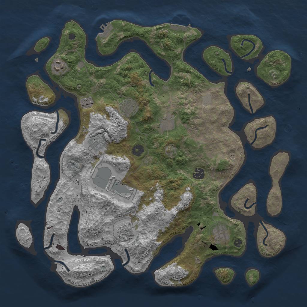 Rust Map: Procedural Map, Size: 3950, Seed: 431710430, 17 Monuments