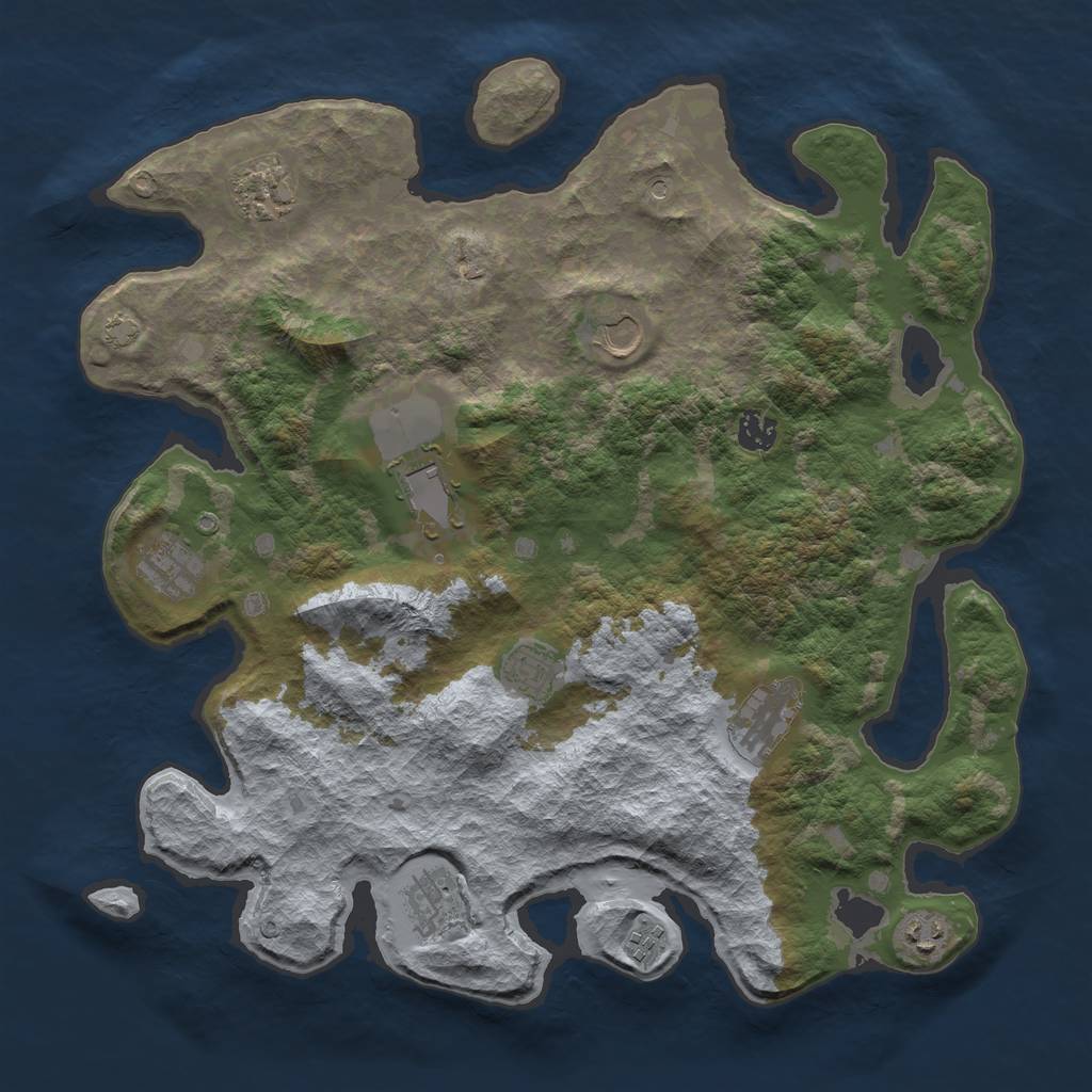 Rust Map: Barren, Size: 4000, Seed: 5394, 14 Monuments