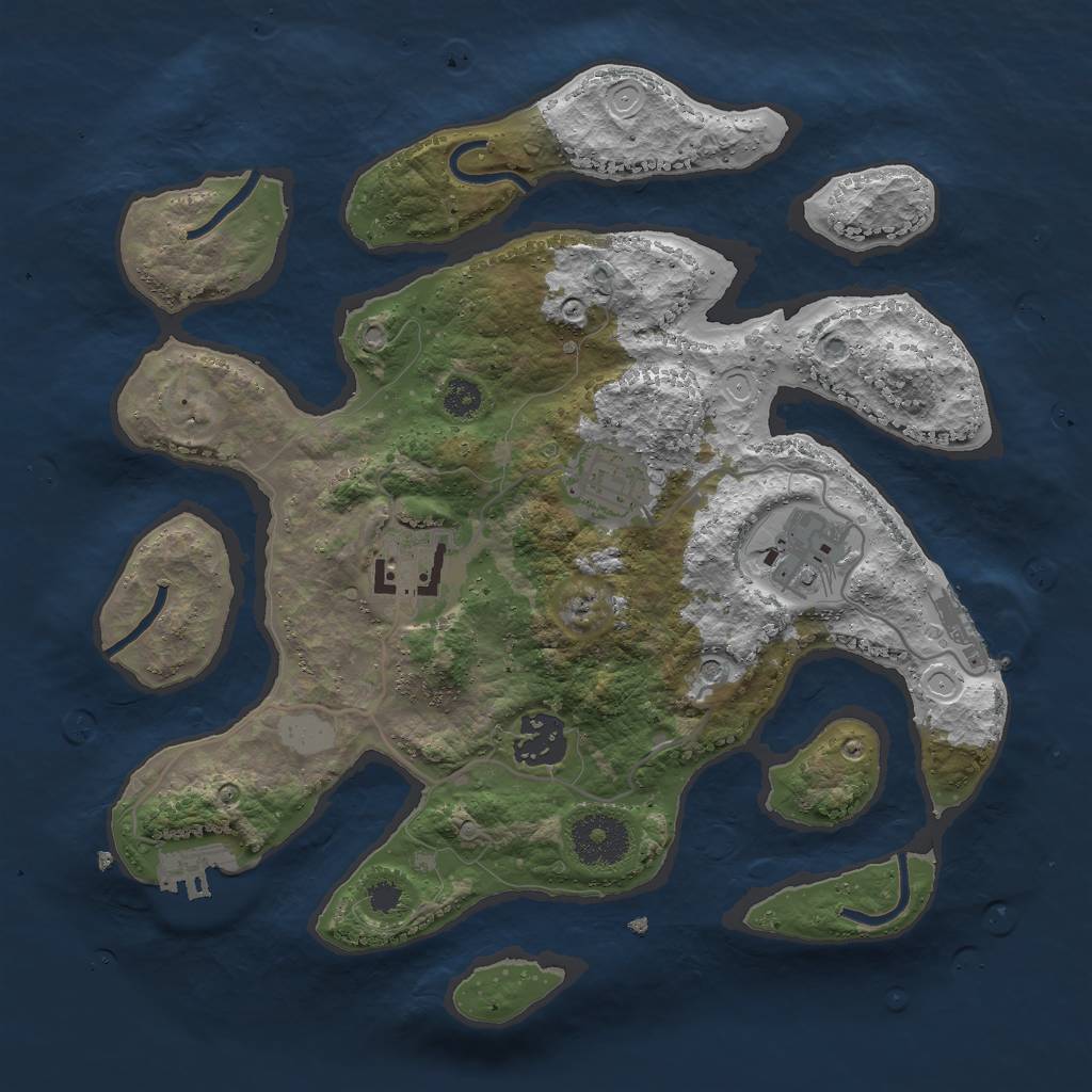Rust Map: Procedural Map, Size: 3000, Seed: 58423, 12 Monuments