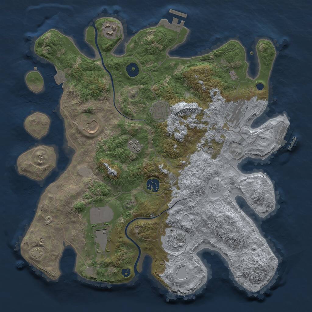 Rust Map: Procedural Map, Size: 3500, Seed: 1671123358, 14 Monuments