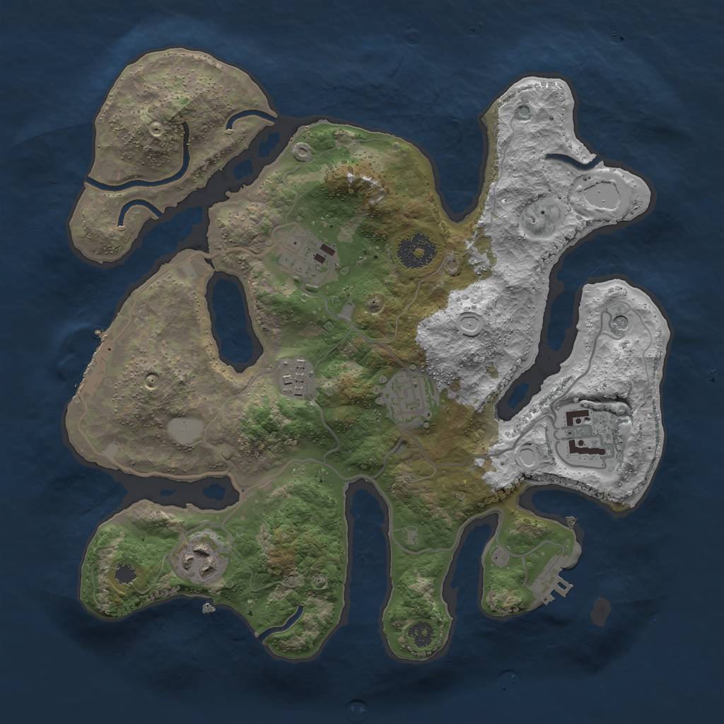Rust Map: Procedural Map, Size: 3000, Seed: 780410, 13 Monuments
