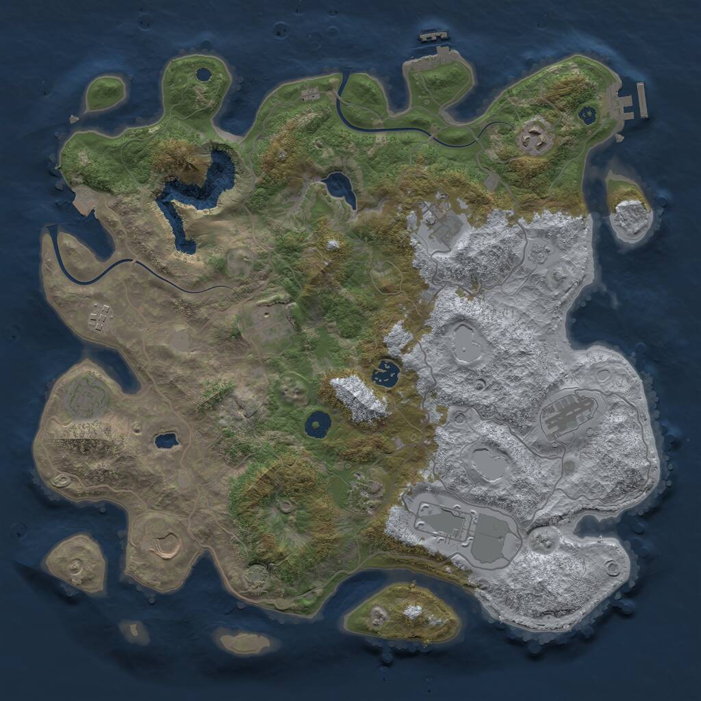 Rust Map: Procedural Map, Size: 4000, Seed: 5800, 16 Monuments