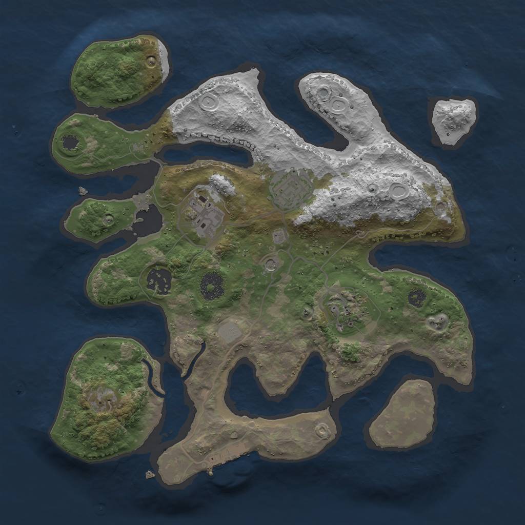 Rust Map: Procedural Map, Size: 3000, Seed: 597099, 11 Monuments