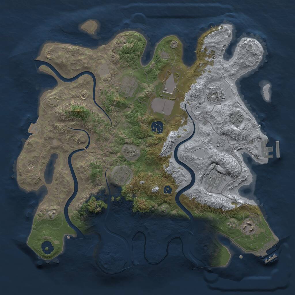 Rust Map: Procedural Map, Size: 3500, Seed: 1843770720, 14 Monuments