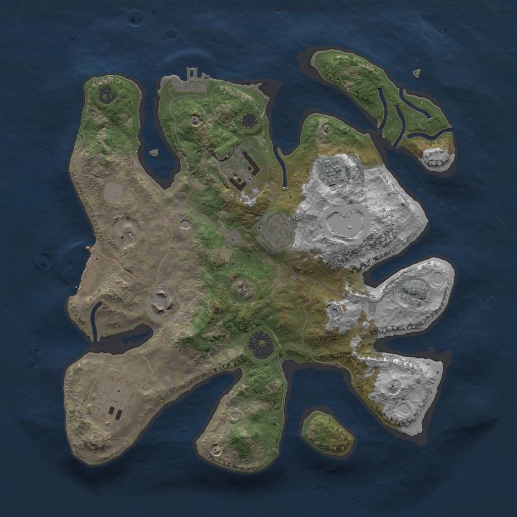 Rust Map: Procedural Map, Size: 3000, Seed: 799679, 13 Monuments