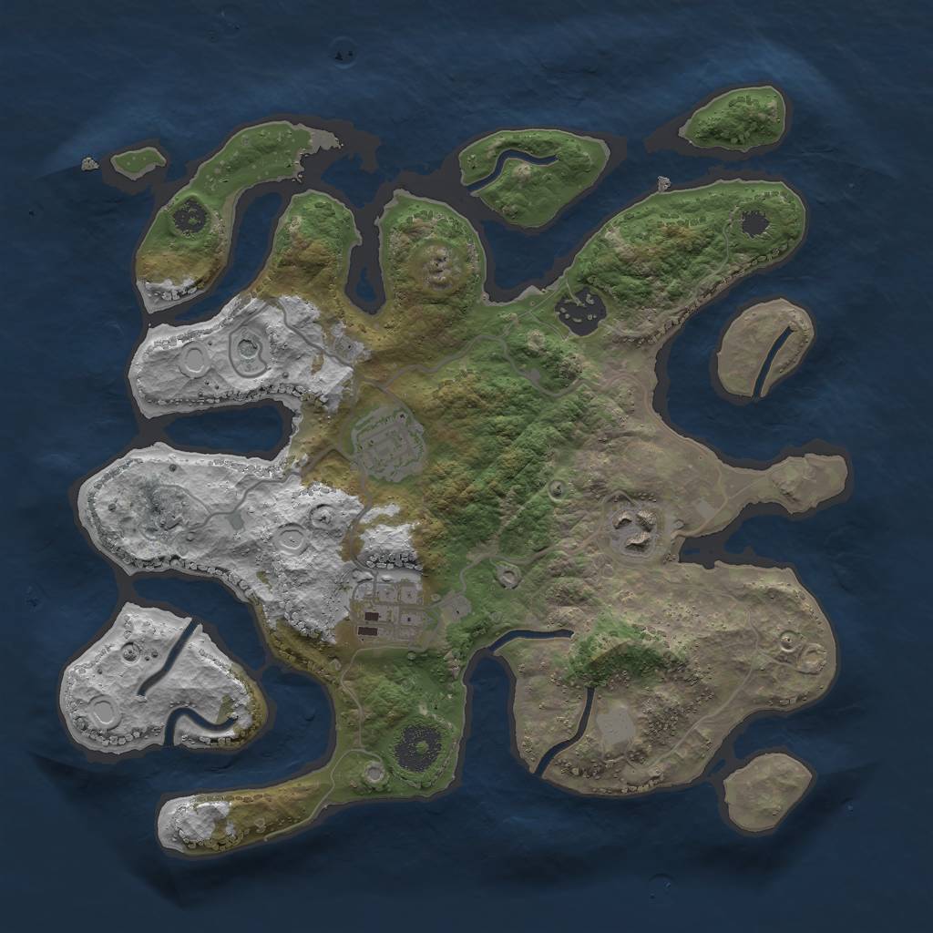 Rust Map: Procedural Map, Size: 3000, Seed: 932711, 10 Monuments