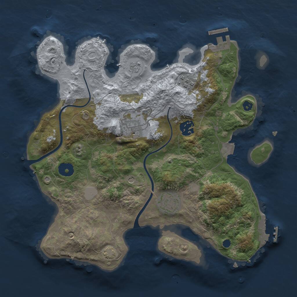 Rust Map: Procedural Map, Size: 3000, Seed: 443929, 10 Monuments