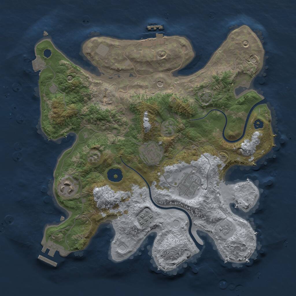 Rust Map: Procedural Map, Size: 3000, Seed: 695415, 10 Monuments
