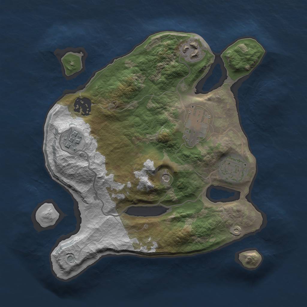 Rust Map: Barren, Size: 2500, Seed: 121, 8 Monuments