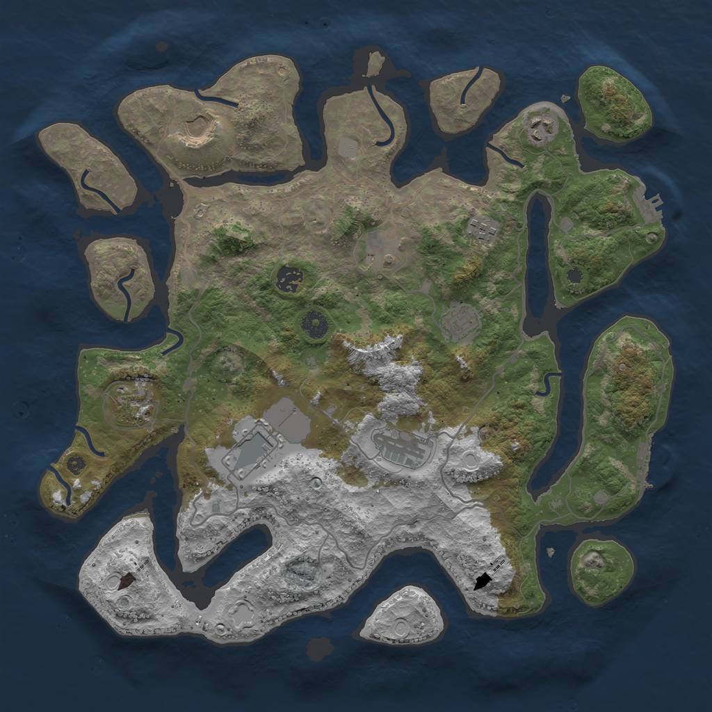 Rust Map: Procedural Map, Size: 4000, Seed: 669689542, 16 Monuments