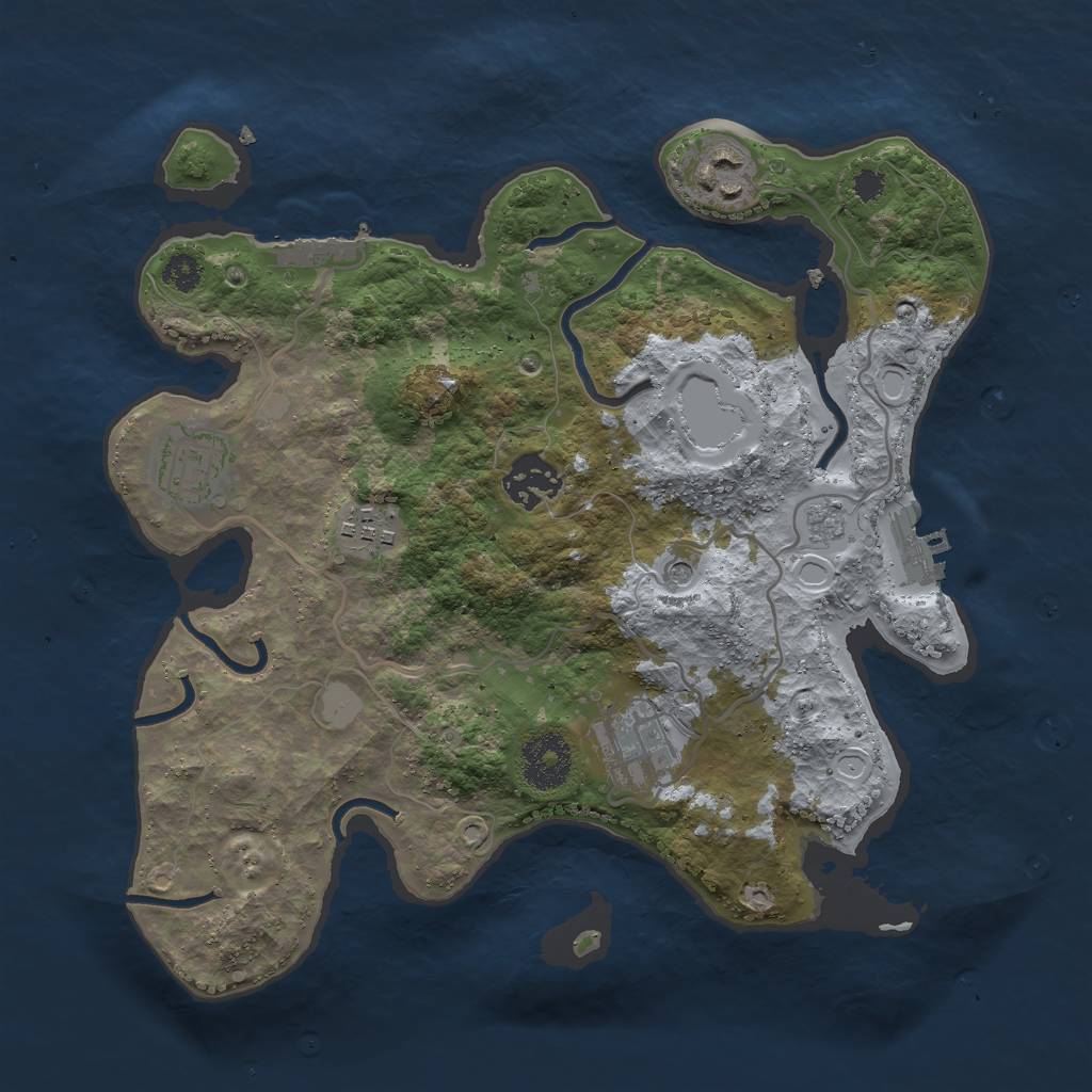 Rust Map: Procedural Map, Size: 3000, Seed: 987337, 12 Monuments