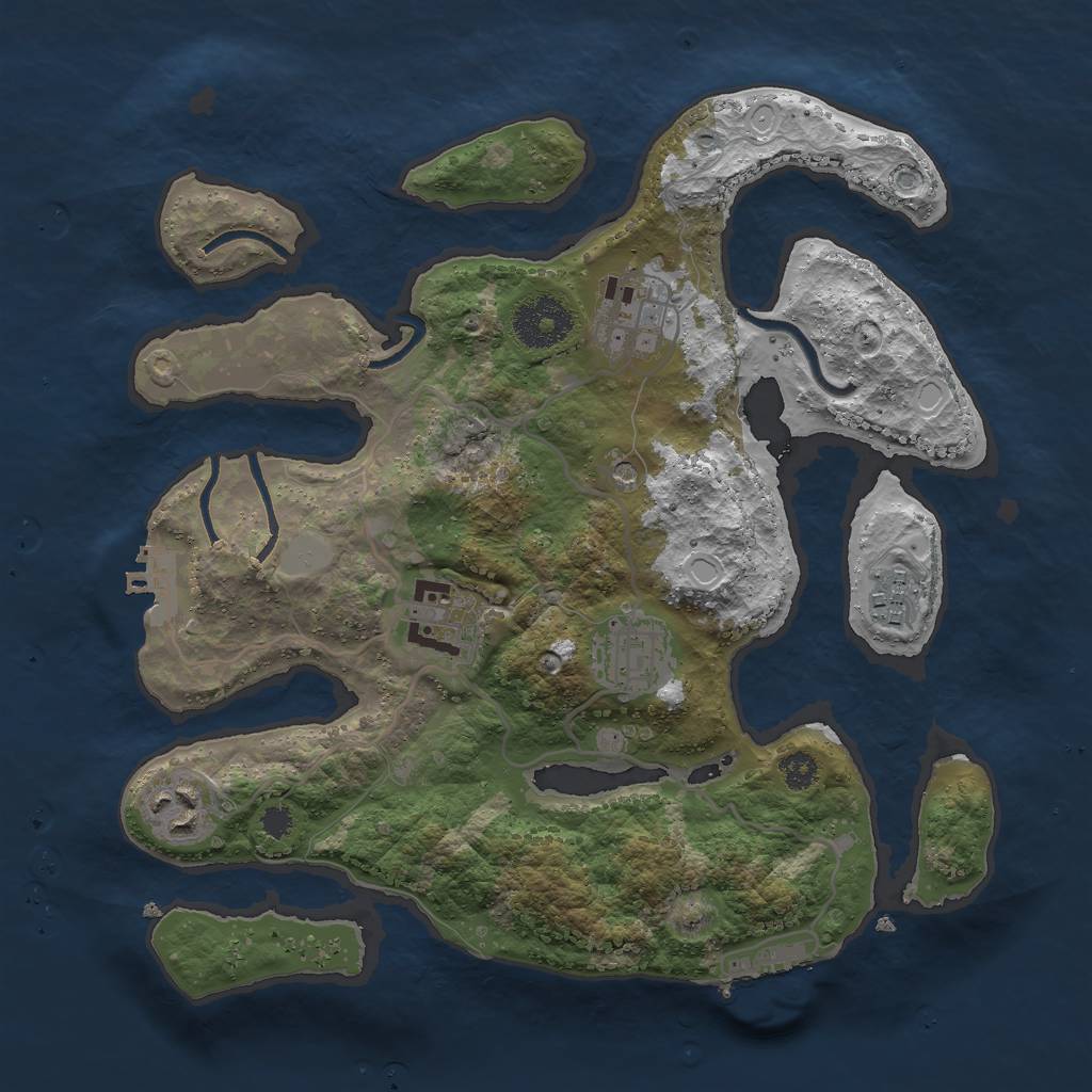 Rust Map: Procedural Map, Size: 3000, Seed: 2428319, 13 Monuments