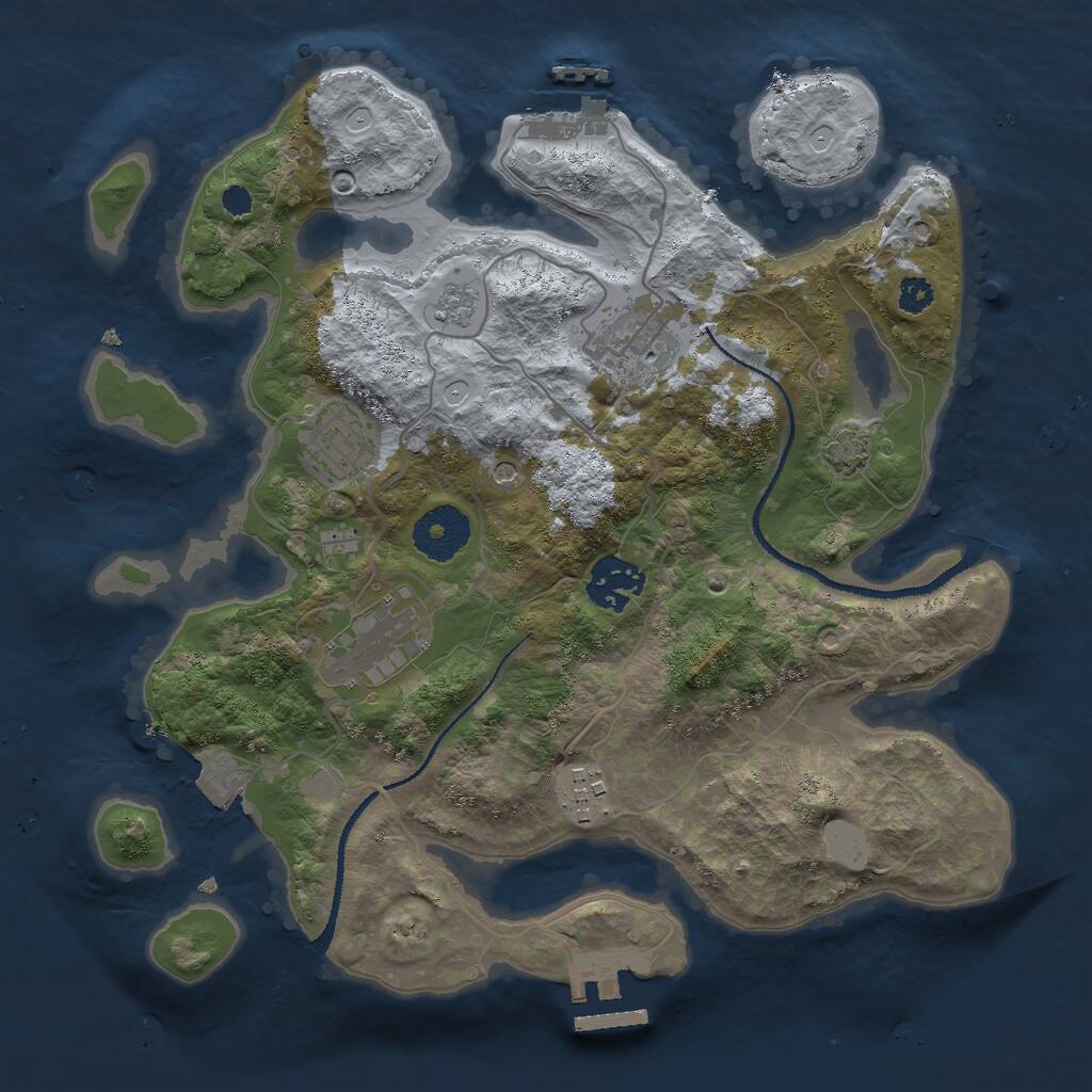 Rust Map: Procedural Map, Size: 3000, Seed: 347132, 11 Monuments