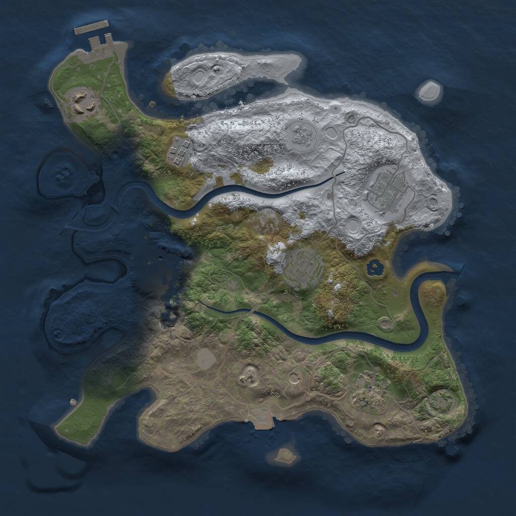 Rust Map: Procedural Map, Size: 3000, Seed: 25019960, 11 Monuments