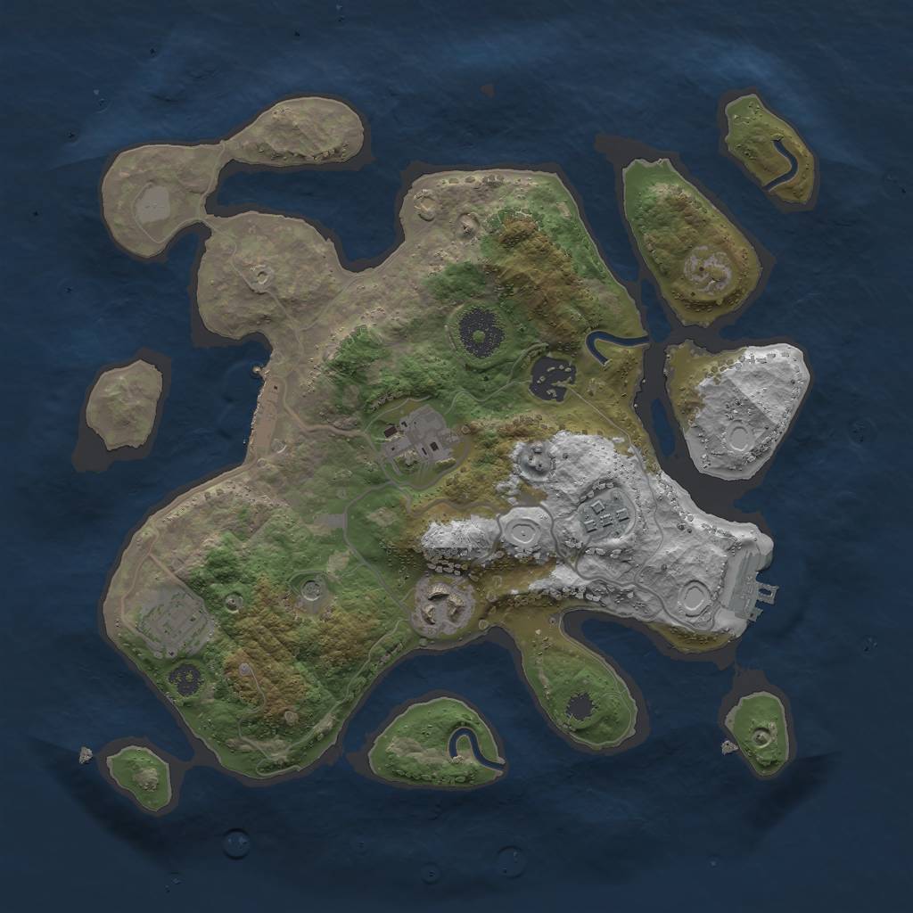 Rust Map: Procedural Map, Size: 3000, Seed: 433208, 13 Monuments