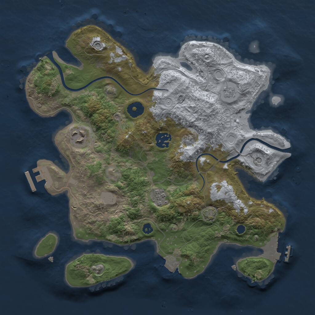 Rust Map: Procedural Map, Size: 3000, Seed: 22930015, 9 Monuments