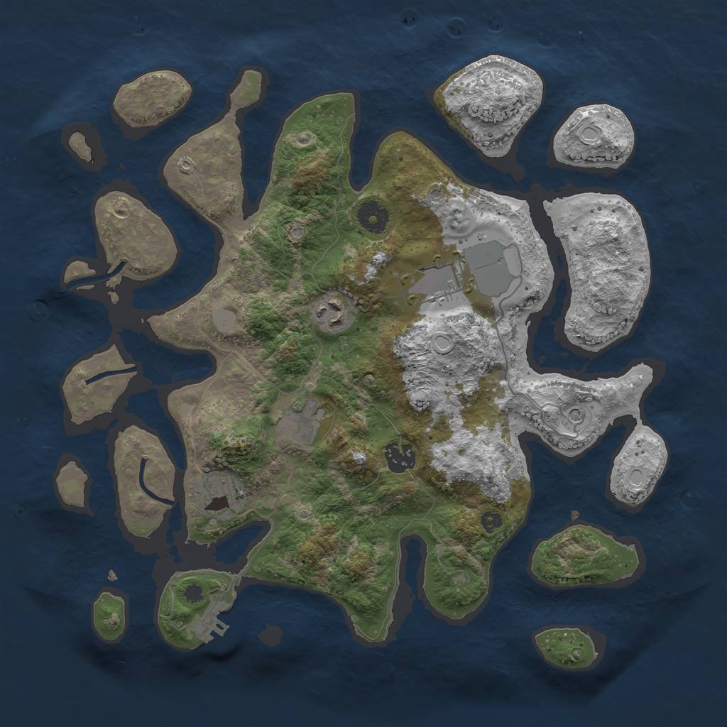 Rust Map: Procedural Map, Size: 3500, Seed: 76543721, 12 Monuments