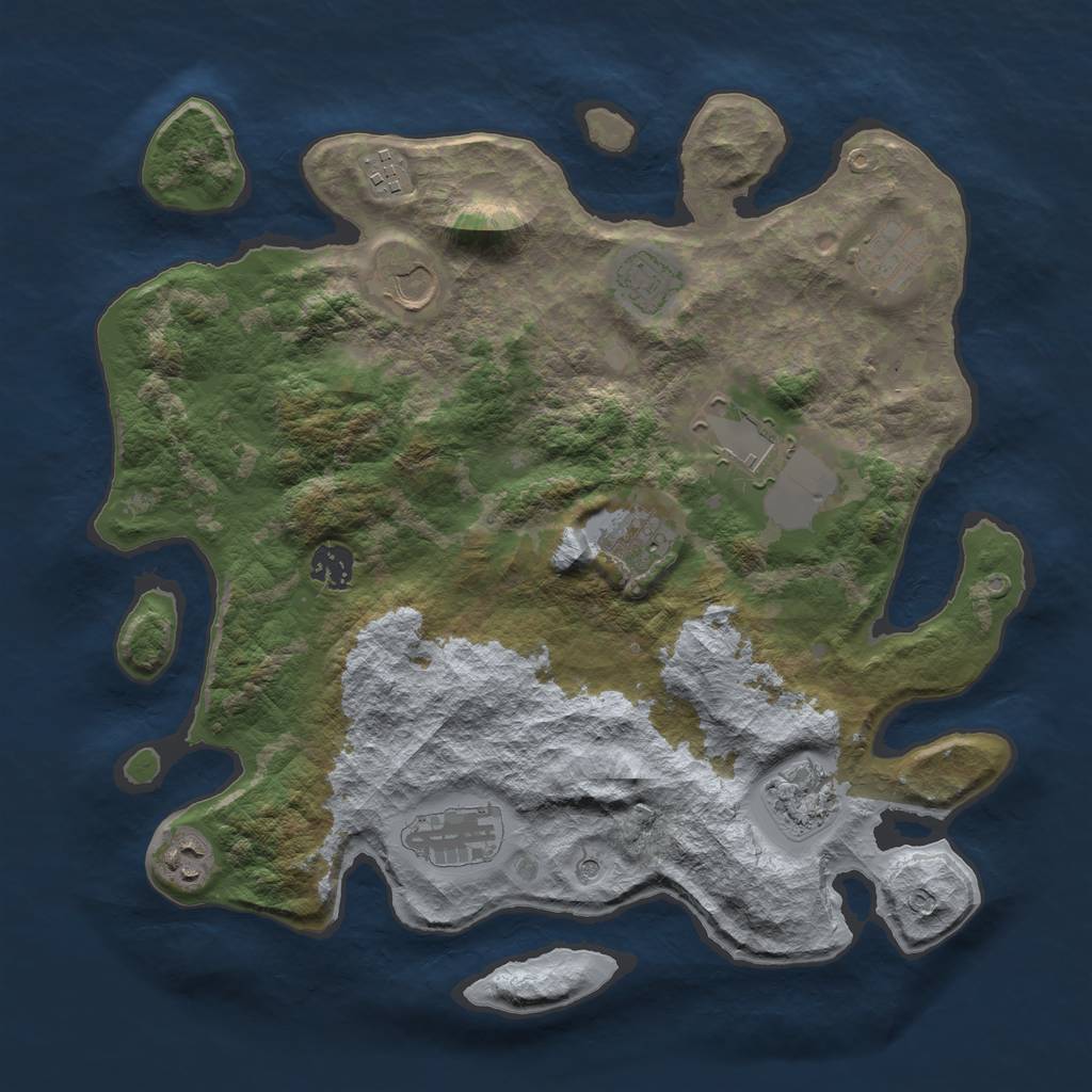 Rust Map: Barren, Size: 3700, Seed: 316501229, 13 Monuments