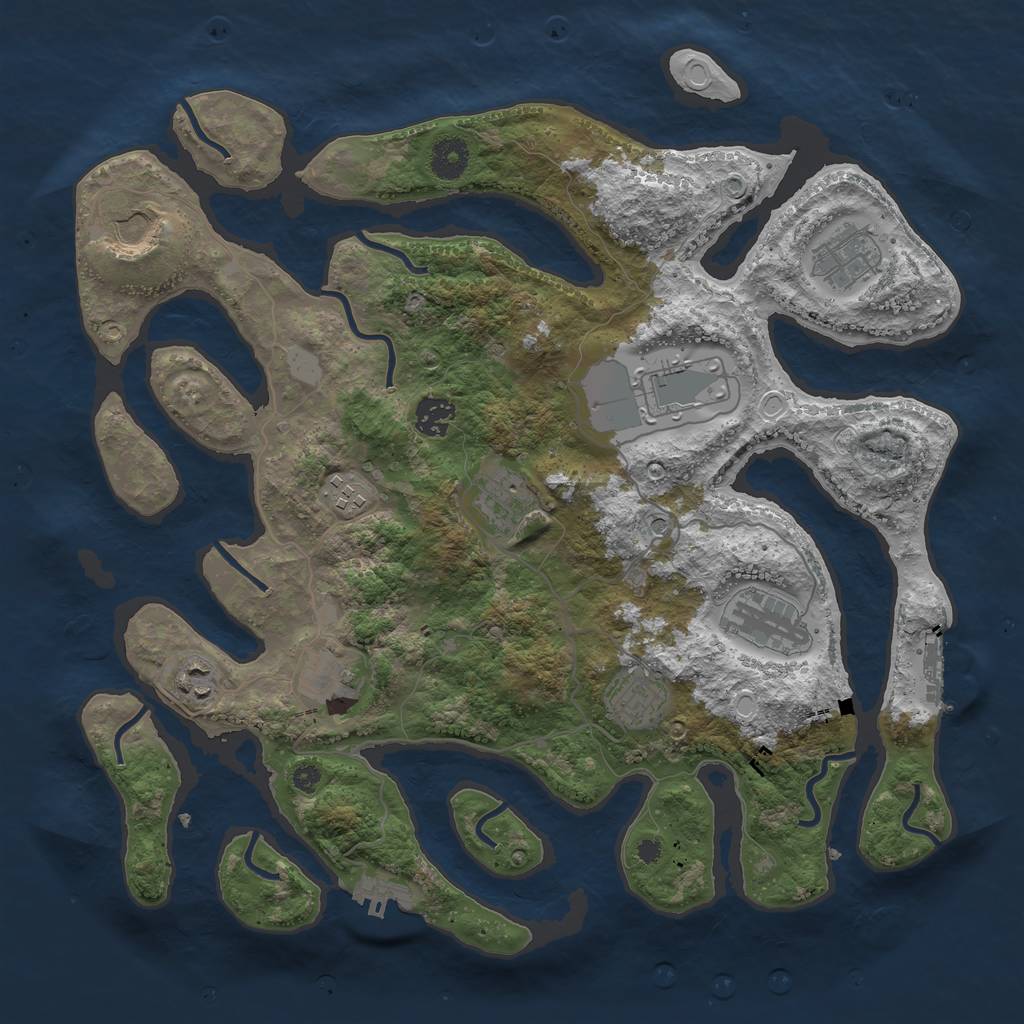 Rust Map: Procedural Map, Size: 3800, Seed: 896488564, 18 Monuments