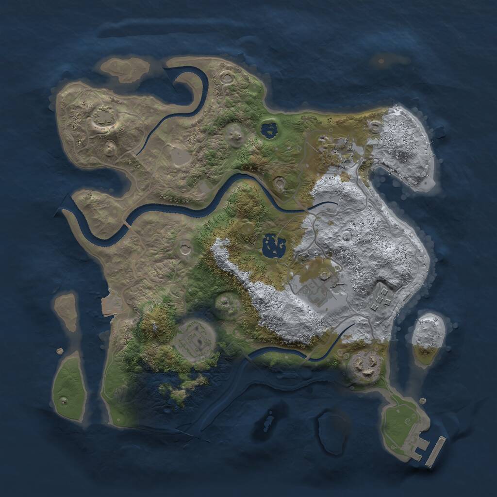 Rust Map: Procedural Map, Size: 3000, Seed: 592942, 10 Monuments