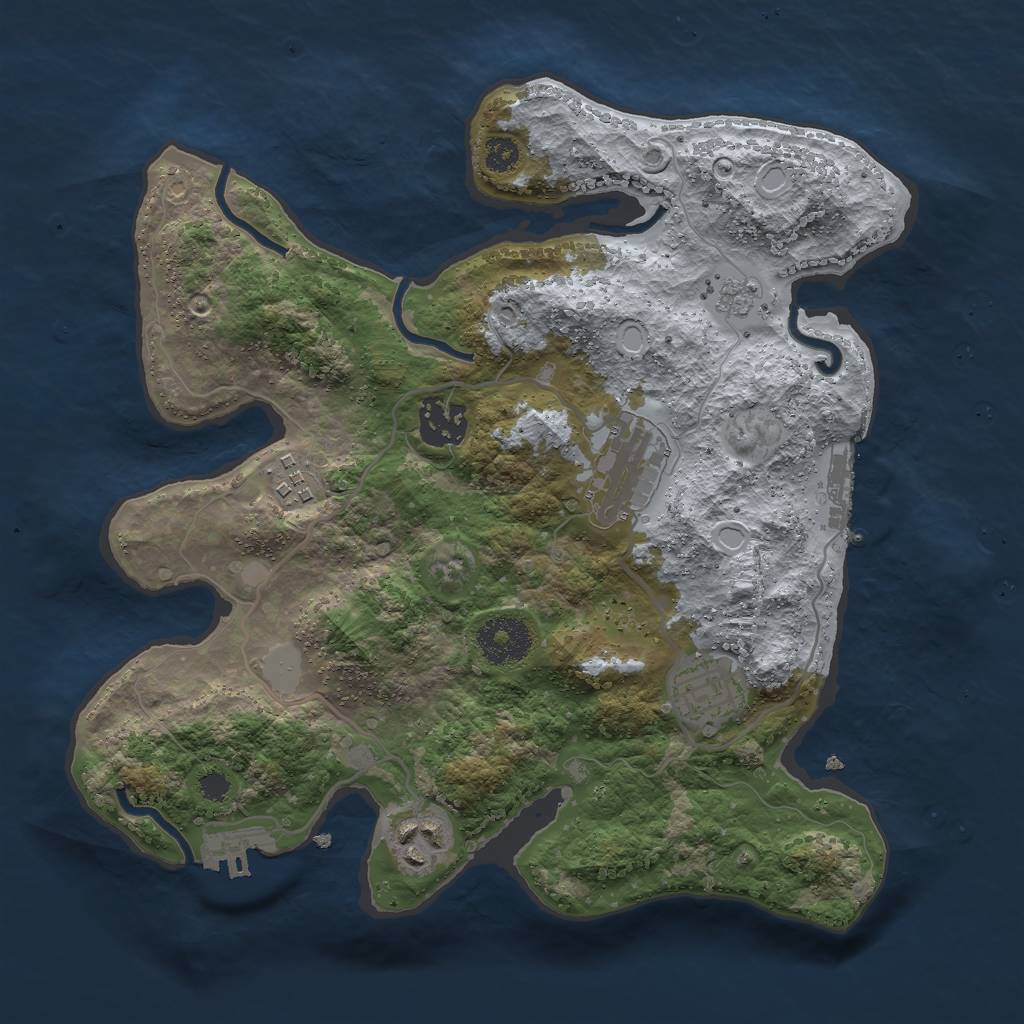 Rust Map: Procedural Map, Size: 3000, Seed: 7397644, 11 Monuments