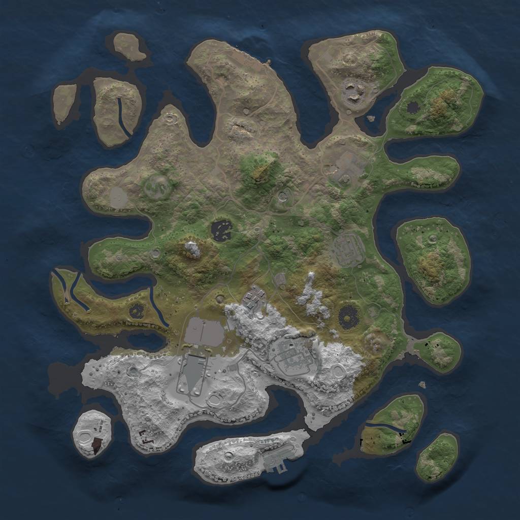 Rust Map: Procedural Map, Size: 3500, Seed: 1758, 15 Monuments