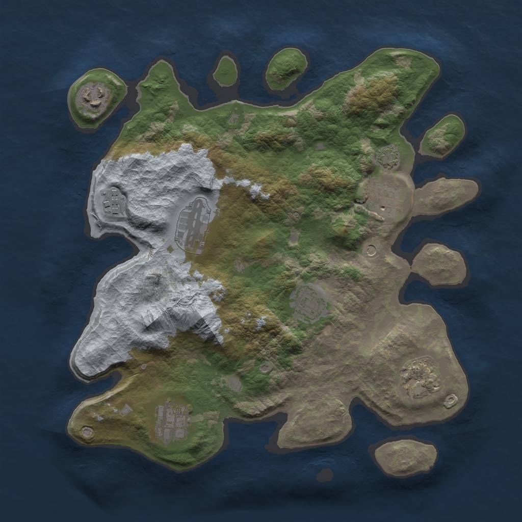 Rust Map: Barren, Size: 3200, Seed: 11227, 11 Monuments