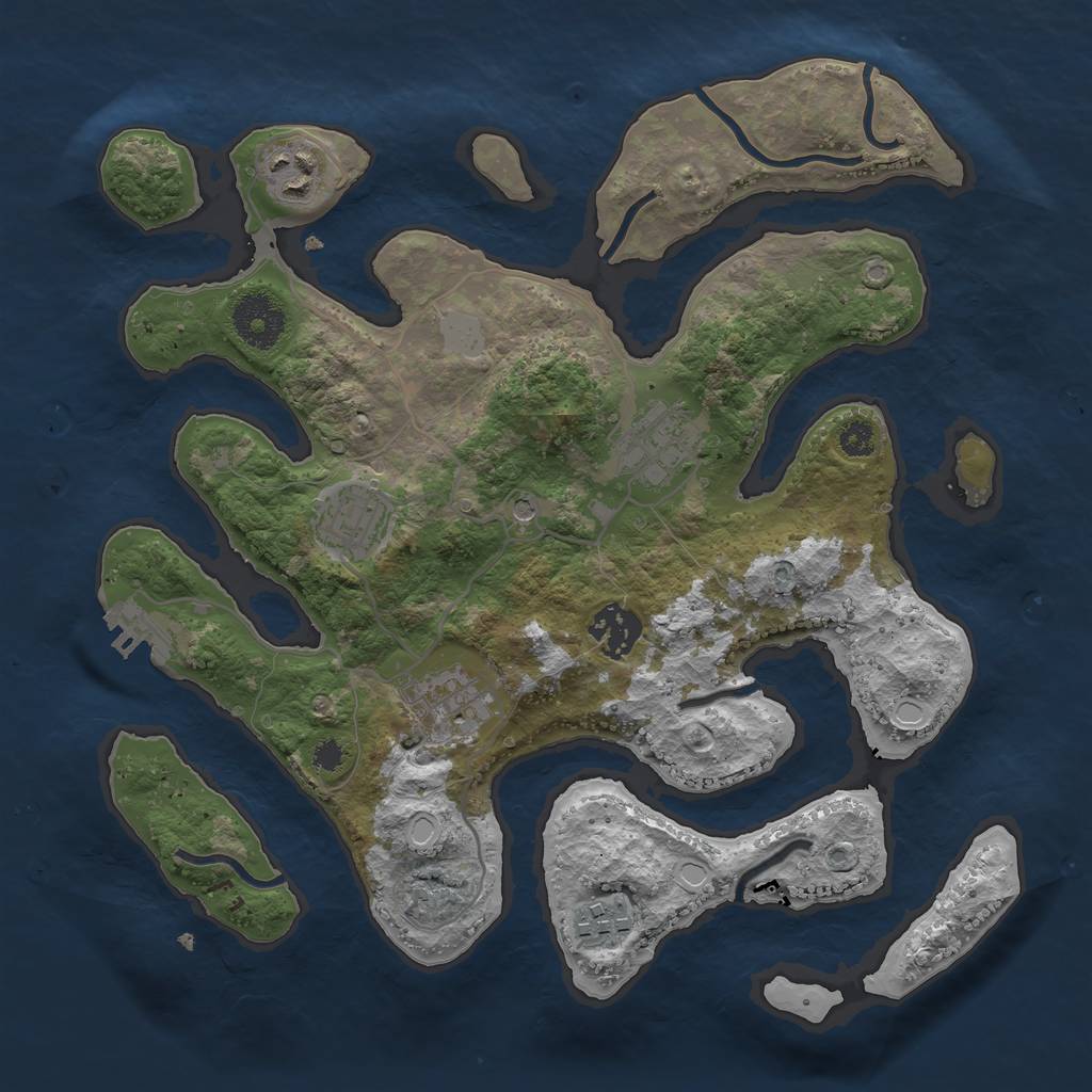 Rust Map: Procedural Map, Size: 3150, Seed: 36881924, 13 Monuments