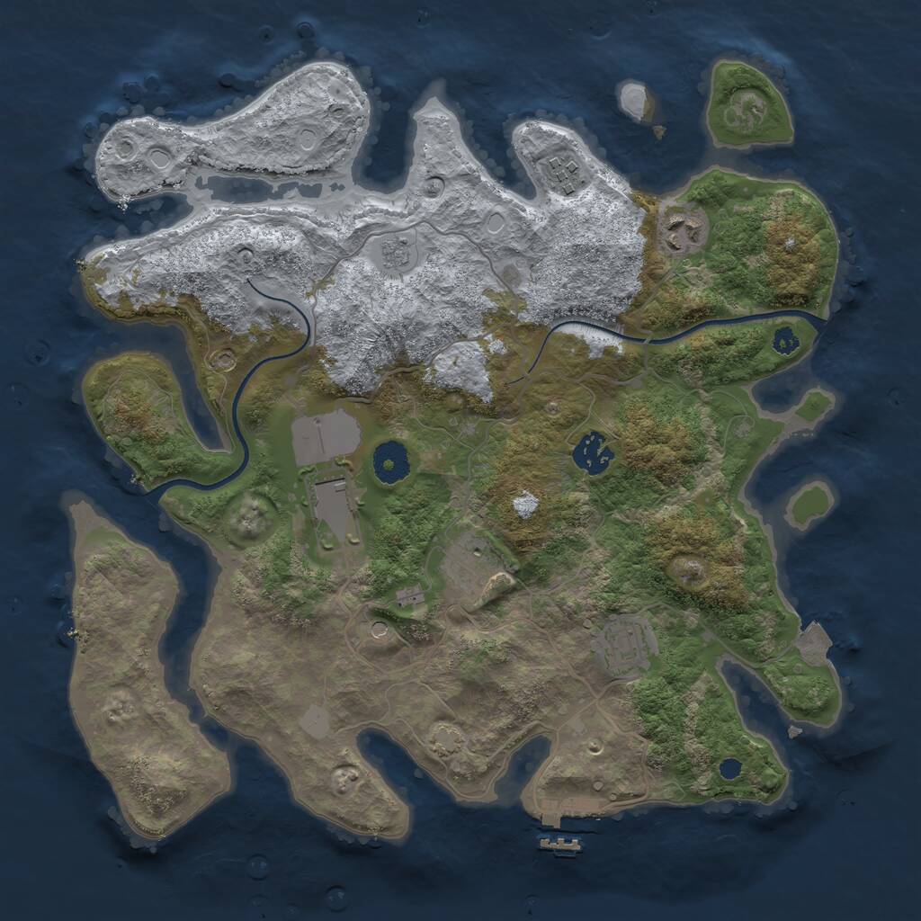 Rust Map: Procedural Map, Size: 3500, Seed: 12370, 11 Monuments
