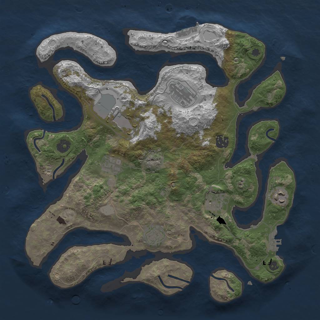 Rust Map: Procedural Map, Size: 3550, Seed: 23510, 14 Monuments