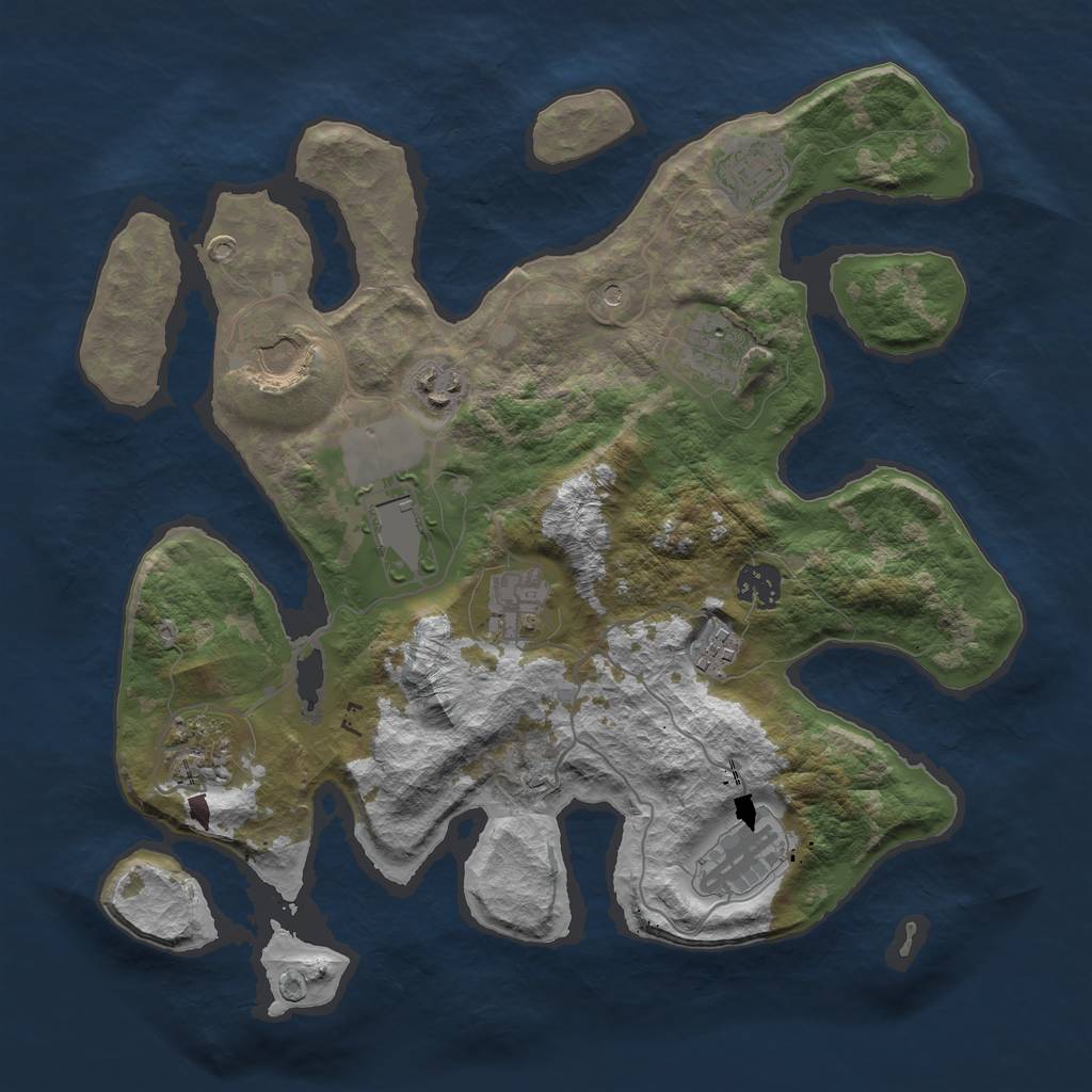 Rust Map: Barren, Size: 3500, Seed: 1643326282, 13 Monuments