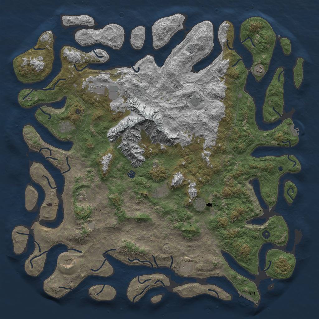 Rust Map: Procedural Map, Size: 6000, Seed: 235235623, 19 Monuments