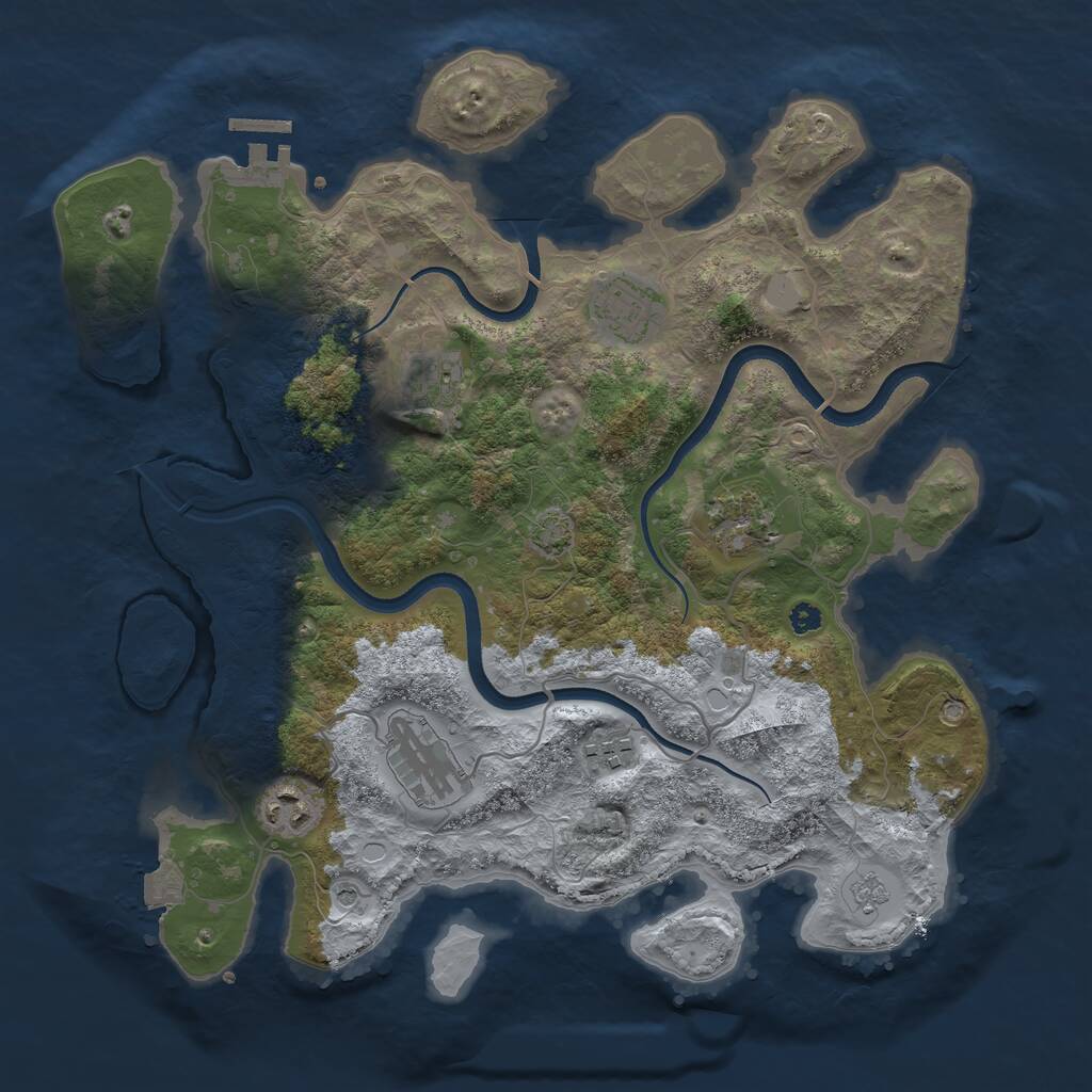 Rust Map: Procedural Map, Size: 3500, Seed: 582714, 11 Monuments
