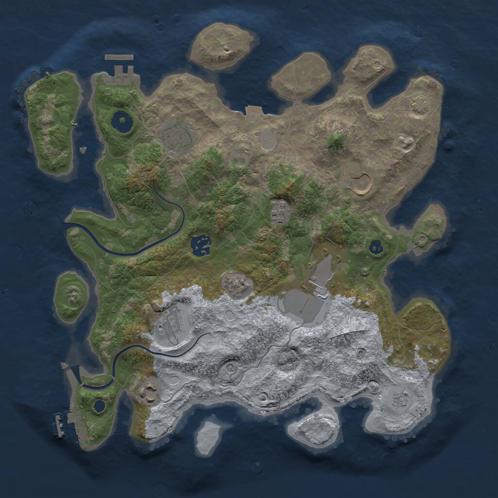 Rust Map: Procedural Map, Size: 3500, Seed: 582714, 13 Monuments