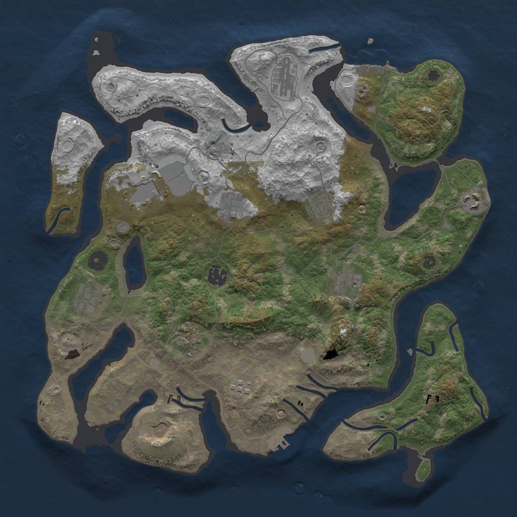 Rust Map: Procedural Map, Size: 3950, Seed: 405798105, 19 Monuments