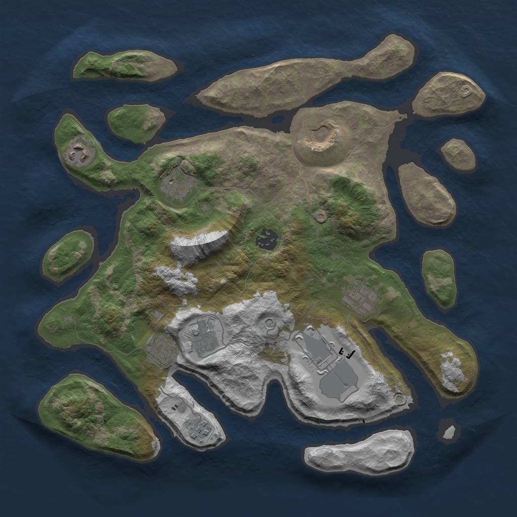 Rust Map: Barren, Size: 3600, Seed: 1854, 12 Monuments