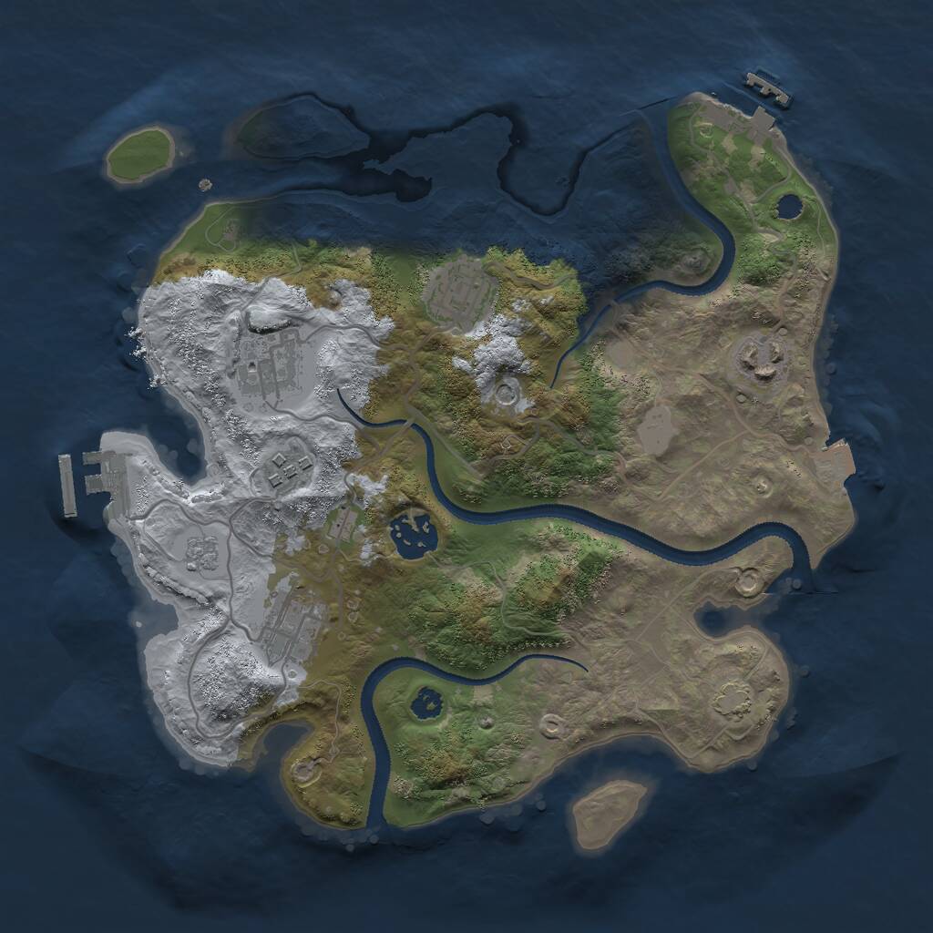 Rust Map: Procedural Map, Size: 3000, Seed: 160775, 12 Monuments