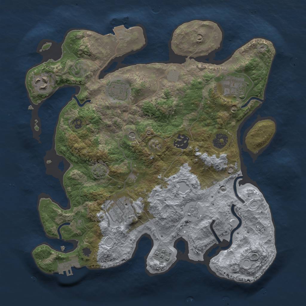 Rust Map: Procedural Map, Size: 3000, Seed: 462645, 13 Monuments