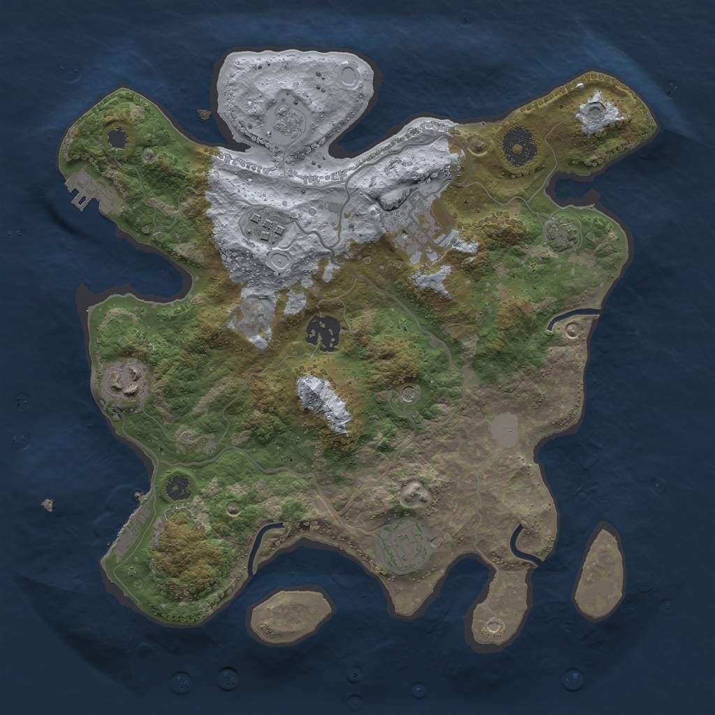 Rust Map: Procedural Map, Size: 3000, Seed: 666858, 13 Monuments